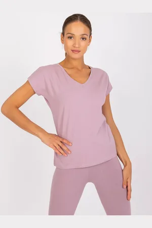 BASIC FEEL GOOD Pudrové basic tričko Arlette s "V" výstřihem AP-TS-A-004-powder pink