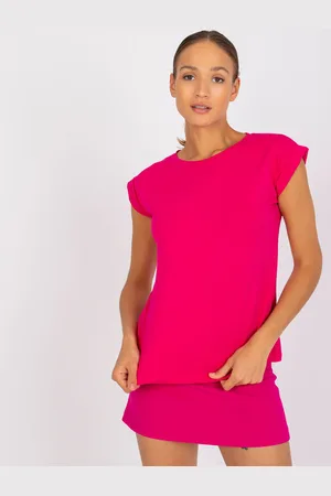 BASIC FEEL GOOD Růžové dámské tričko s krátkými rukávy RV-TS-4833.30P-fuchsia