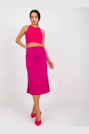 RUE PARIS Fuchsiová hladká midisukně Terrassa -WN-SD-1702.21-fuchsia pink