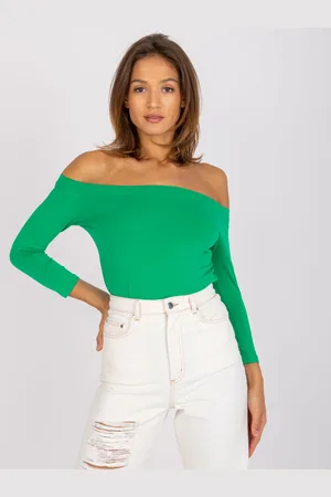 BASIC FEEL GOOD Zelené tričko se spadlými rameny -RV-BZ-4692.88-green