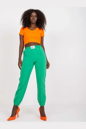 Italy Moda Zelené volné kalhoty "Life isn´t perfect but..." -DHJ-SP-15832.64-green