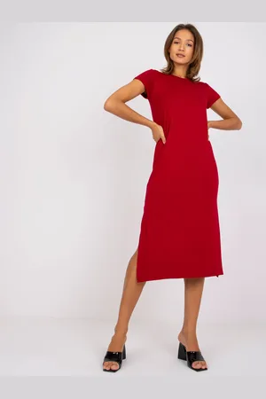 BASIC FEEL GOOD Červené basic šaty Liliane -RV-SK-7671.08-red