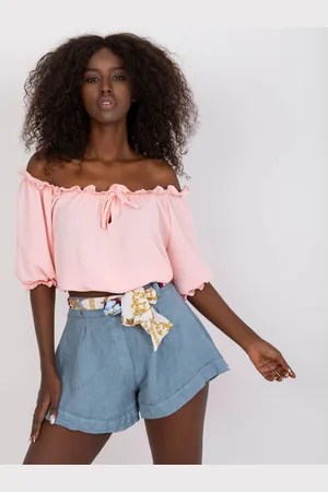 Basics from Amsterdam Světle růžová halenka se spadlými rameny -LK-BZ-508576.05X-light pink