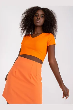 RUE PARIS Oranžová elegantní mini sukně -WN-SD-2904.02-orange
