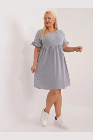 Basics from Amsterdam Světle šedé dámské šaty s řasením RV-SK-6335.68-gray