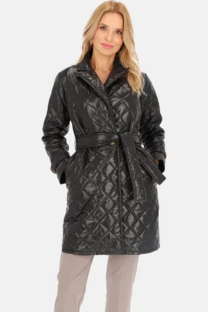 Perso Dámský prošívaný černý přechodový kabát BLE 241055 F - Black