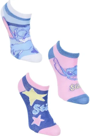 Lilo & Stitch Set 3 párů dívčích kotníkových ponožek Lilo a Stitch - modrá/růžová