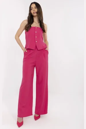 Italy Moda Tmavě růžový dámský komplet s topem bez rukávů MI-KMPL-A2349.75-fuchsia