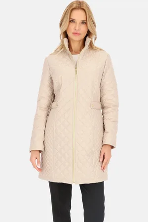 Perso Světle béžová dámská přechodová bunda se stojáčkem BLE 241035 F - Beige