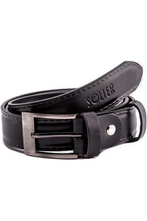 Solier Elegantní černý kožený pánský pásek SB09 BLACK 90CM