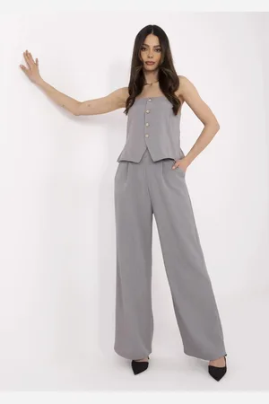 Italy Moda Šedý dámský komplet s topem bez rukávů MI-KMPL-A2349.75-grey