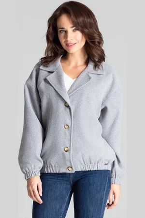 LENITIF Elegantní bunda s límcem L075 Grey