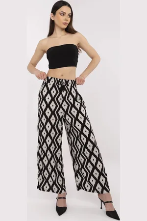 Sublevel Černé dámské vzorované letní kalhoty z viskózy D73771M62237H-black