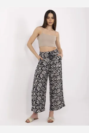 Sublevel Tmavě modré dámské vzorované letní kalhoty z viskózy D73771M62237H- navy blue
