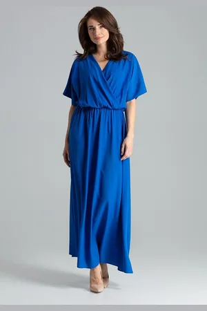 LENITIF Dlouhé elegantní šaty L055 Sapphire
