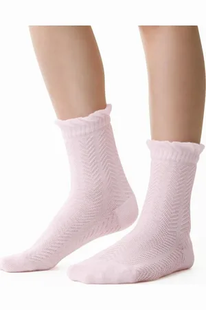 Steven Světle růžové dívčí ponožky se vzorem Art.014 DN466, LIGHT PINK 3D