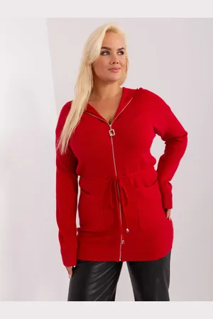 Basics from Amsterdam Červený svetr na zip s kapsami a stahovací šňůrku v pase PM-SW-PM-3735.25X-red