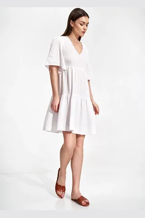 Figl Bílé letní bavlněné šaty M869 White