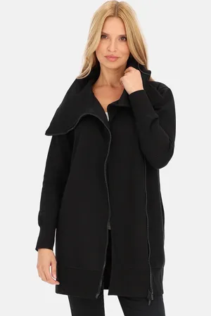 Perso Černý dámský pletený kabát na zip BLH 61ANELA F - Black