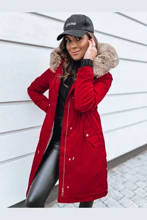 Basics from Amsterdam Červená dlouhá vyteplená parka NADER TY4032