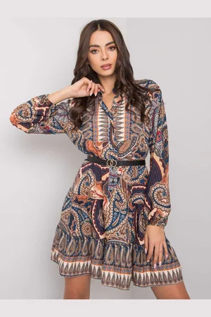 Italy Moda Tmavě modré dámské vzorované mini šaty -dark blue