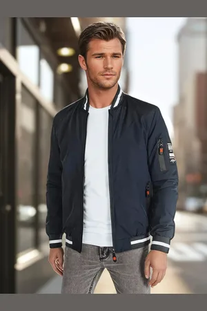 Basics from Amsterdam Tmavě modrý pánský bomber bez kapuce TX5015