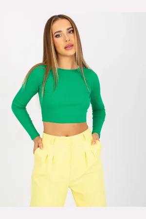 RUE PARIS Zelený crop top s holými zády -RV-BZ-8010.82-green