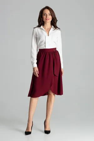 LENITIF Sukně s elegantní sponou L060 Deep Red
