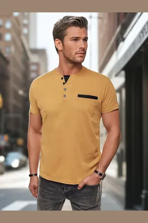 Basics from Amsterdam Hořčicové pánské tričko s krátkým rukávem RX5632
