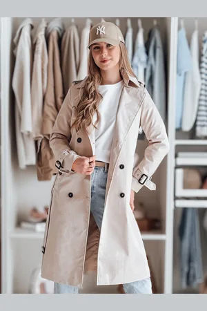Basics from Amsterdam Smetanový dlouhý trenčkot s páskem SLIMFOTA NY0745