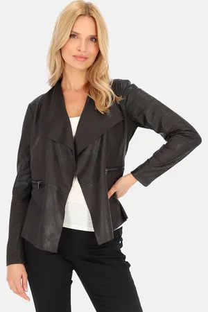Perso Černý dámský koženkový blejzr BLH 81C4100 F - Black