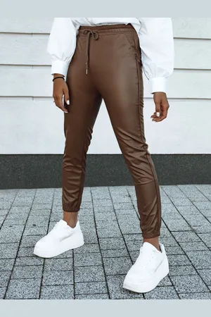 Basics from Amsterdam Tmavě hnědé koženkové kalhoty BRIAL UY2151