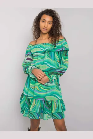 Italy Moda Zelené vzorované "carmen" šaty Edmonton DHJ-SK-15015-1.48P-green