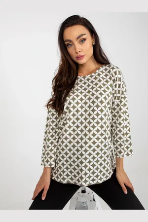 RUE PARIS Bílo-béžová vzorovaná halenka z viskózy -TO-BZ-1609.29-white.beige