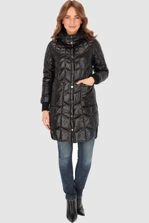 Perso černá dámská prošívaná bunda s bočními rozparky BLH 235050 F - Black