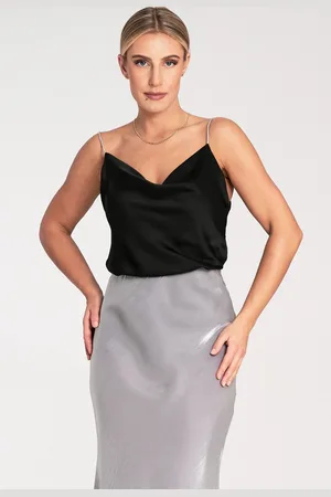 Figl Černý dámský top s lesklými ramínky M1099 Black