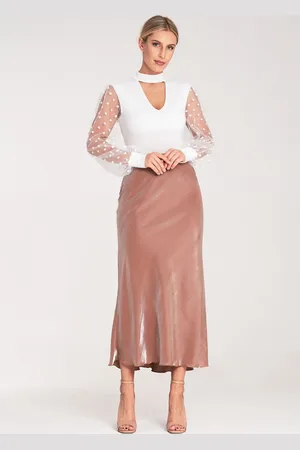 Figl Béžová dámská viskózová sukně M1084 Beige