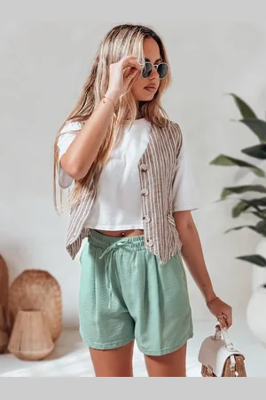 Basics from Amsterdam Světle zelené dámské látkové šortky se zavazováním RELAX TIME SY0461