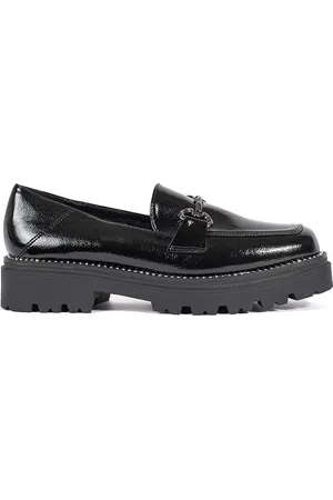 GOODIN Černé dámské loafersy na platformě s ozdobným řetízkem GD-XR-382B