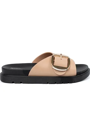 Basics from Amsterdam Béžové dámské nazouváky se zlatou přezkou LL-373P-KH