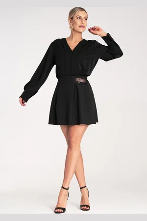 Figl Černá dámská mini sukně s boční přezkou M1157 Black