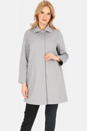 Perso Šedý dámský jednořadý kabát s límečkem BLE 252535 F -Grey