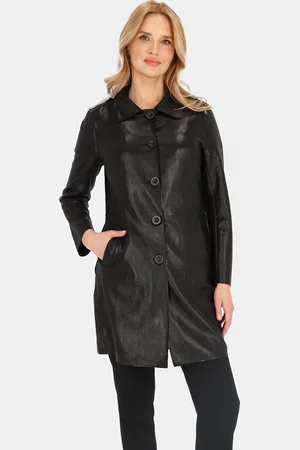 Perso Černý dámský lehký přechodový kabát BLE 252675 F - Black