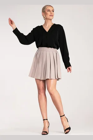 Figl Béžová dámská plisovaná mini sukně M1159 Beige