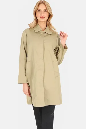 Perso Khaki dámský jednořadý kabát s límečkem BLE 252535 F - Khaki
