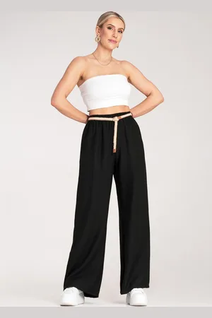 Figl Černé dámské viskózové boho kalhoty s elastickým pasem M1149 Black