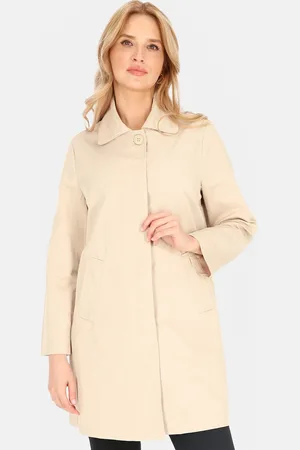 Perso Světle béžový dámský jednořadý kabát s límečkem BLE 252535 F - Light beige