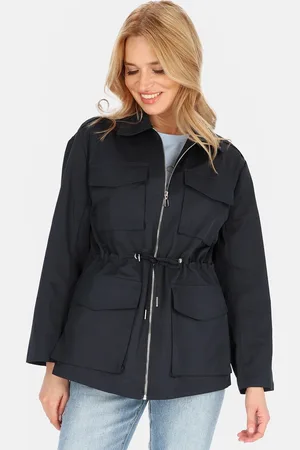 Perso Tmavě modrá lehká dámská parka na zip BLE 252679 F - navy blue