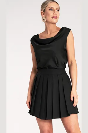 Figl Černá dámská saténová halenka se širokými ramínky M1119 Black