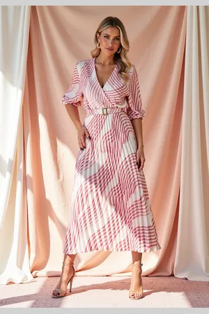 Figl Smetanovo-růžové dámské vzorované šaty M1139 Pink